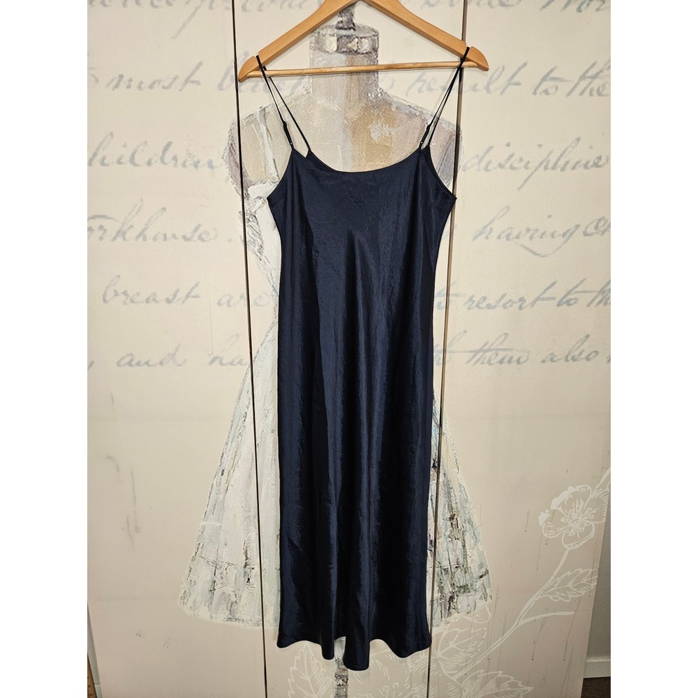 NWT Vince Slip Dress Medium Coastal Blue Satin Naia Acetate Midi VR6855101 - Picture 2 of 10